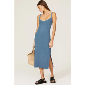 NEW! NAADAM Size Small Merino Silk Slip Lightweight Dress Blue $275 msrp J6-10